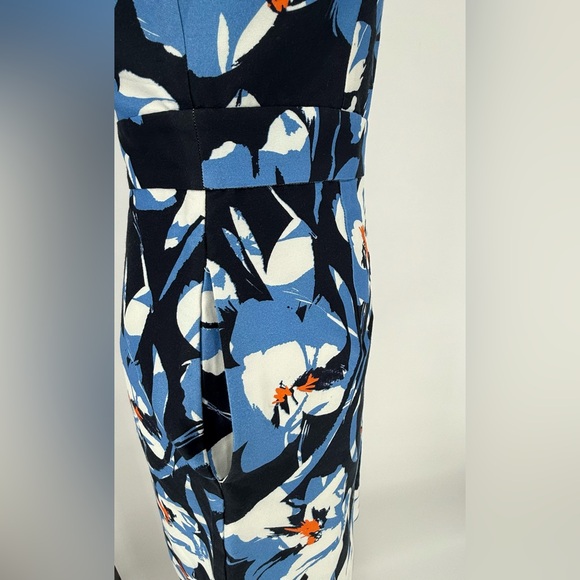 Milly Womens Size 2 Lined Floral Triangle Back Cutout Cotton Silk Blend Dress - Picture 3 of 6